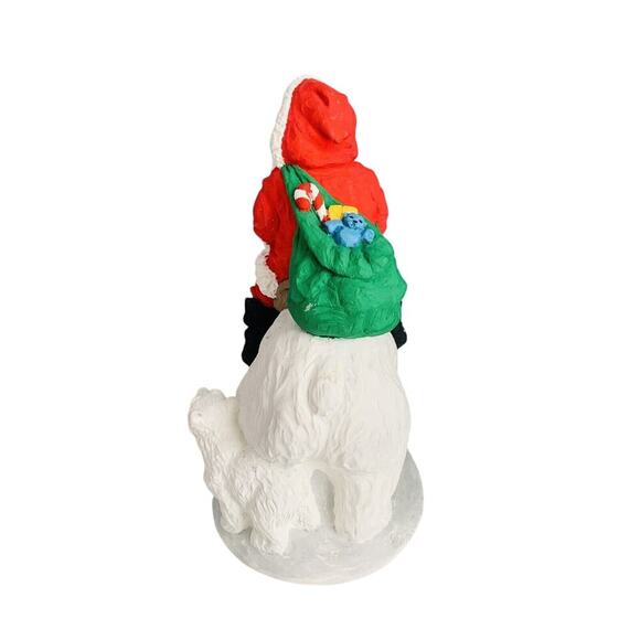 Santa Claus Riding Polar Bear Christmas Figurine Resin 7.5” Decorative Table Top - Picture 5 of 14